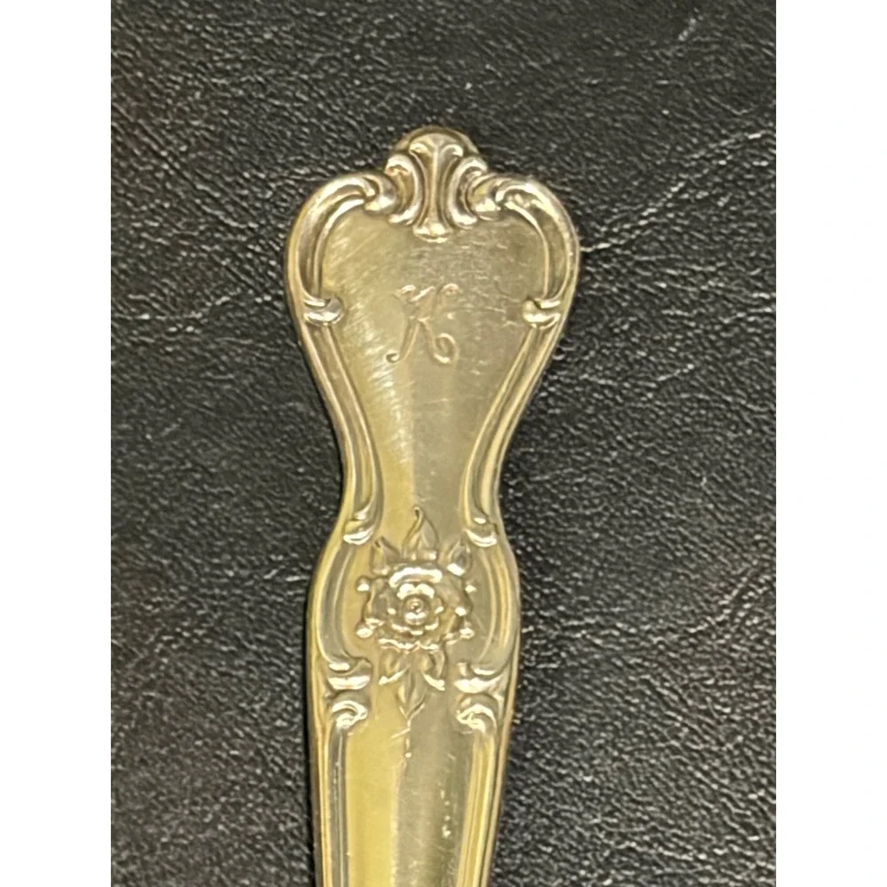 Old Company Plate Signature Silverplate slotted serving spoon with ENGRAVED 
